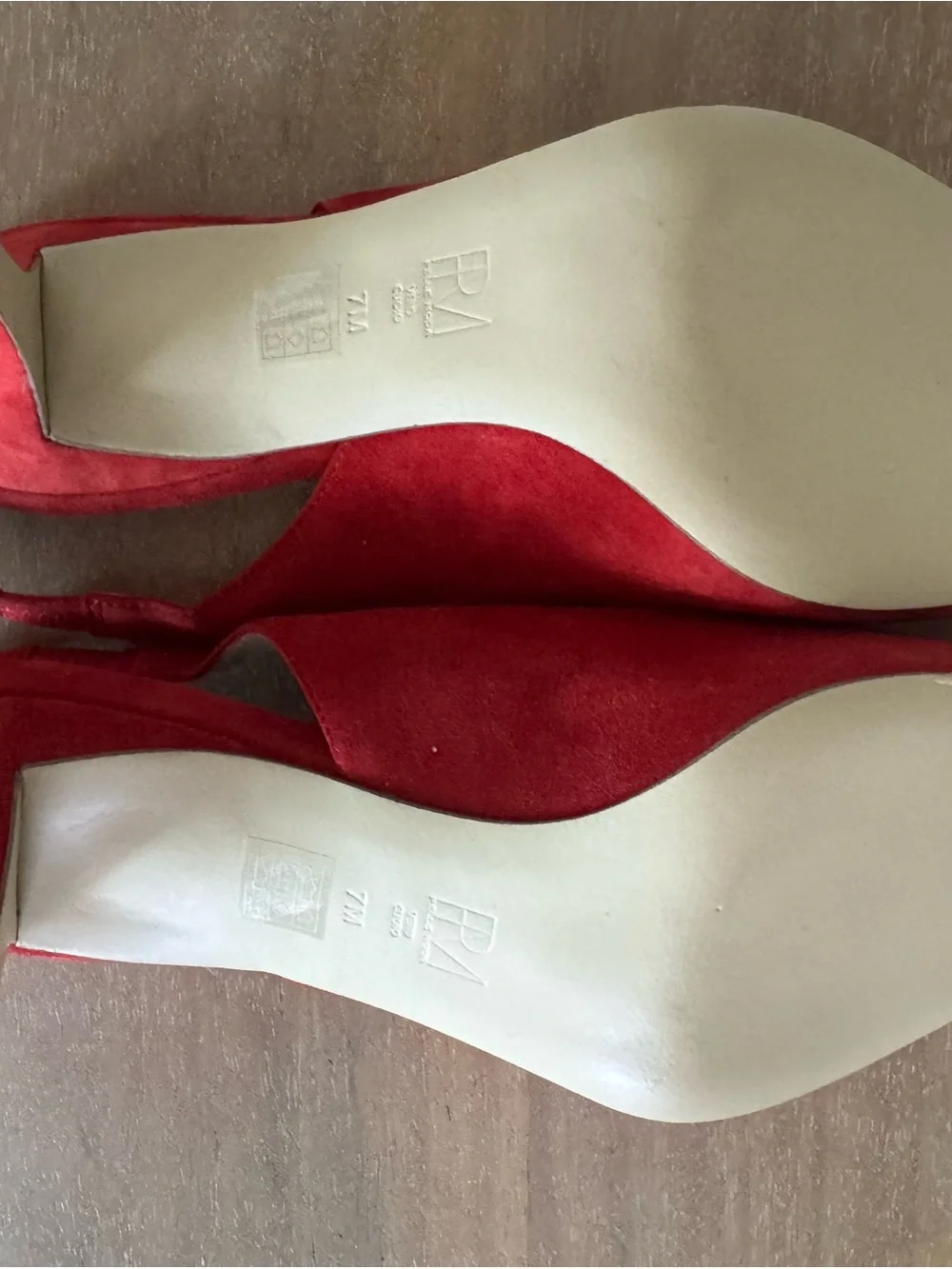 Pelle Moda Red Suede Slingback Peep-Toe Heels